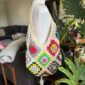 Colorful Crochet Tote Bag